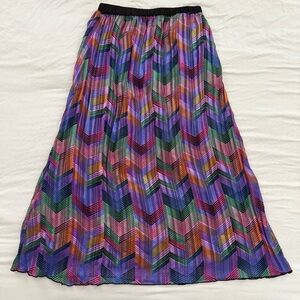RD & Koko Women’s Small Pleated Colorful Geometric Artsy Long Skirt NWT
